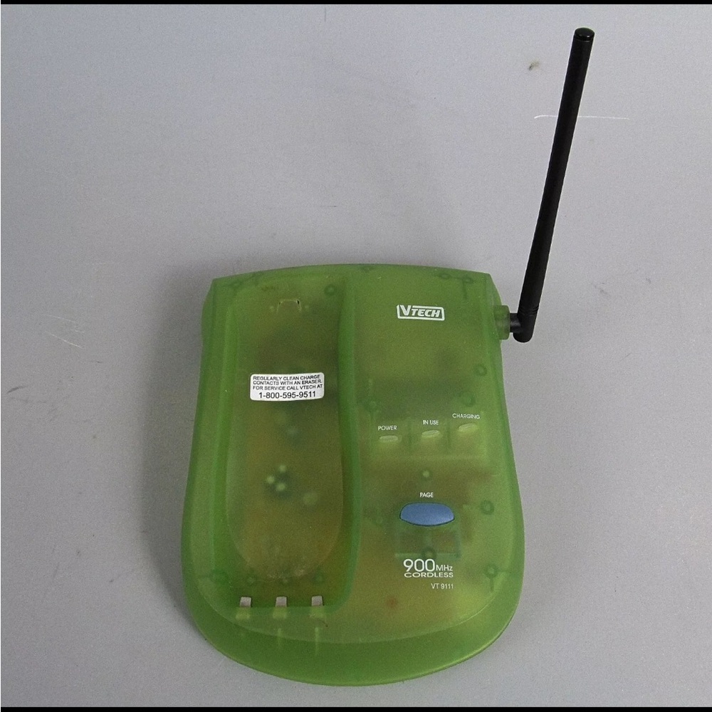 90s Vtech Cordless Phone Fone Lime Green See Through Model VT 9111 BASE ONLY